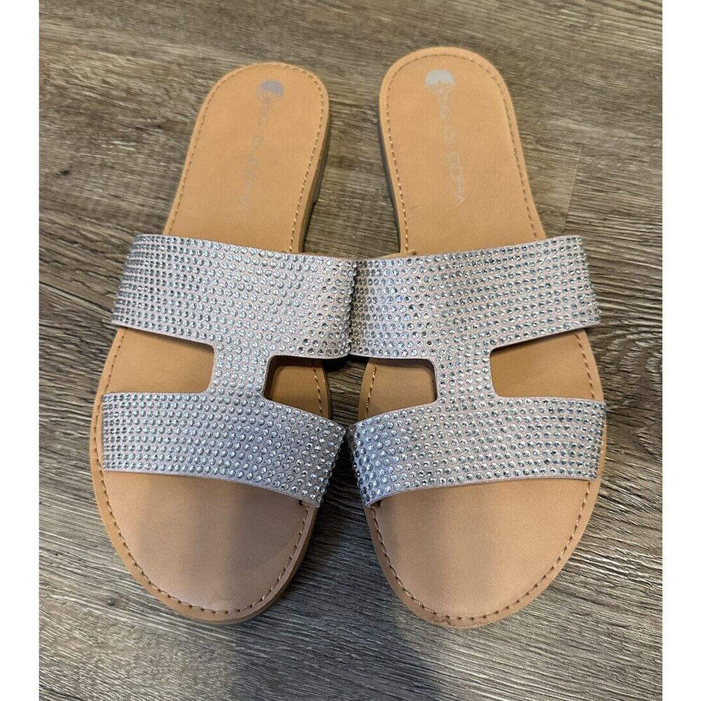 Big Buddha Sparkling Silver and Tan Sandals